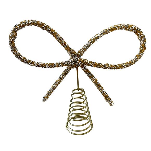 Midwinter Modern Gold/Silver Rhinestone Bow Tree Topper Christmas 2024 Viral - Picture 9 of 13